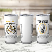 Personalized Prince Hall Freemasonry Tumbler Cup Masonic Square And Compass Vintage Gold Pillar Illustration