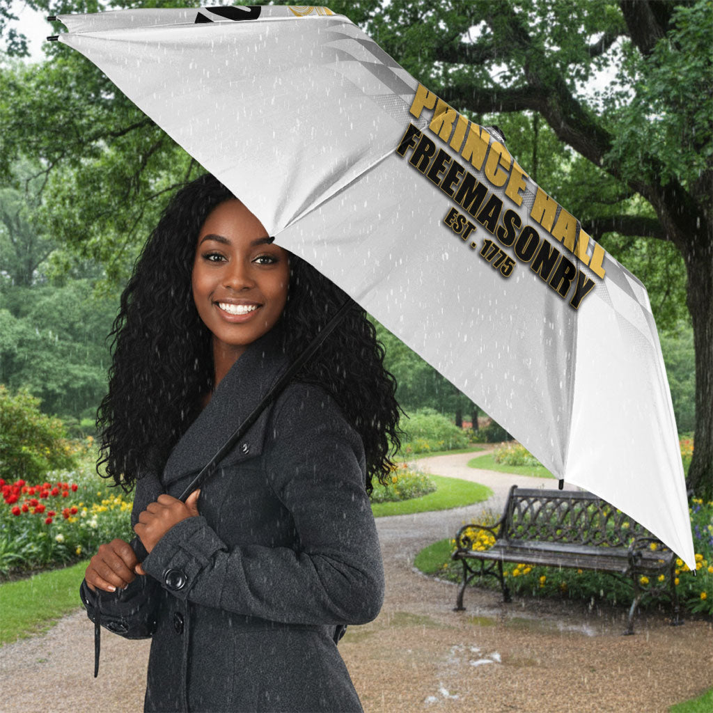 Personalized Prince Hall Freemasonry Umbrella Masonic Square And Compass Vintage Gold Pillar Illustration