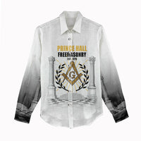 Personalized Prince Hall Freemasonry Women Casual Shirt Masonic Square And Compass Vintage Gold Pillar Illustration