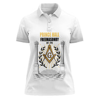 Personalized Prince Hall Freemasonry Women Polo Shirt Masonic Square And Compass Vintage Gold Pillar Illustration