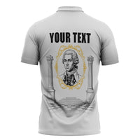 Personalized Prince Hall Freemasonry Zipper Polo Shirt Masonic Square And Compass Vintage Gold Pillar Illustration