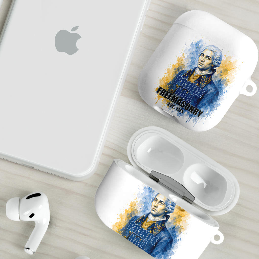 Prince Hall Freemasonry AirPods Case Square And Compass Letter G Watercolor Portrait Art