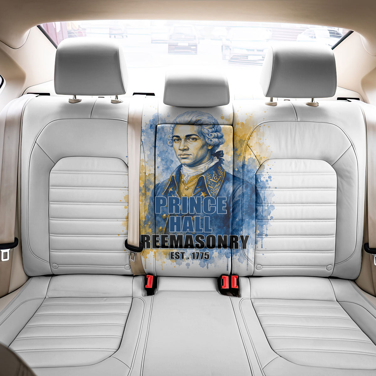 Prince Hall Freemasonry Back Car Seat Cover Square And Compass Letter G Watercolor Portrait Art