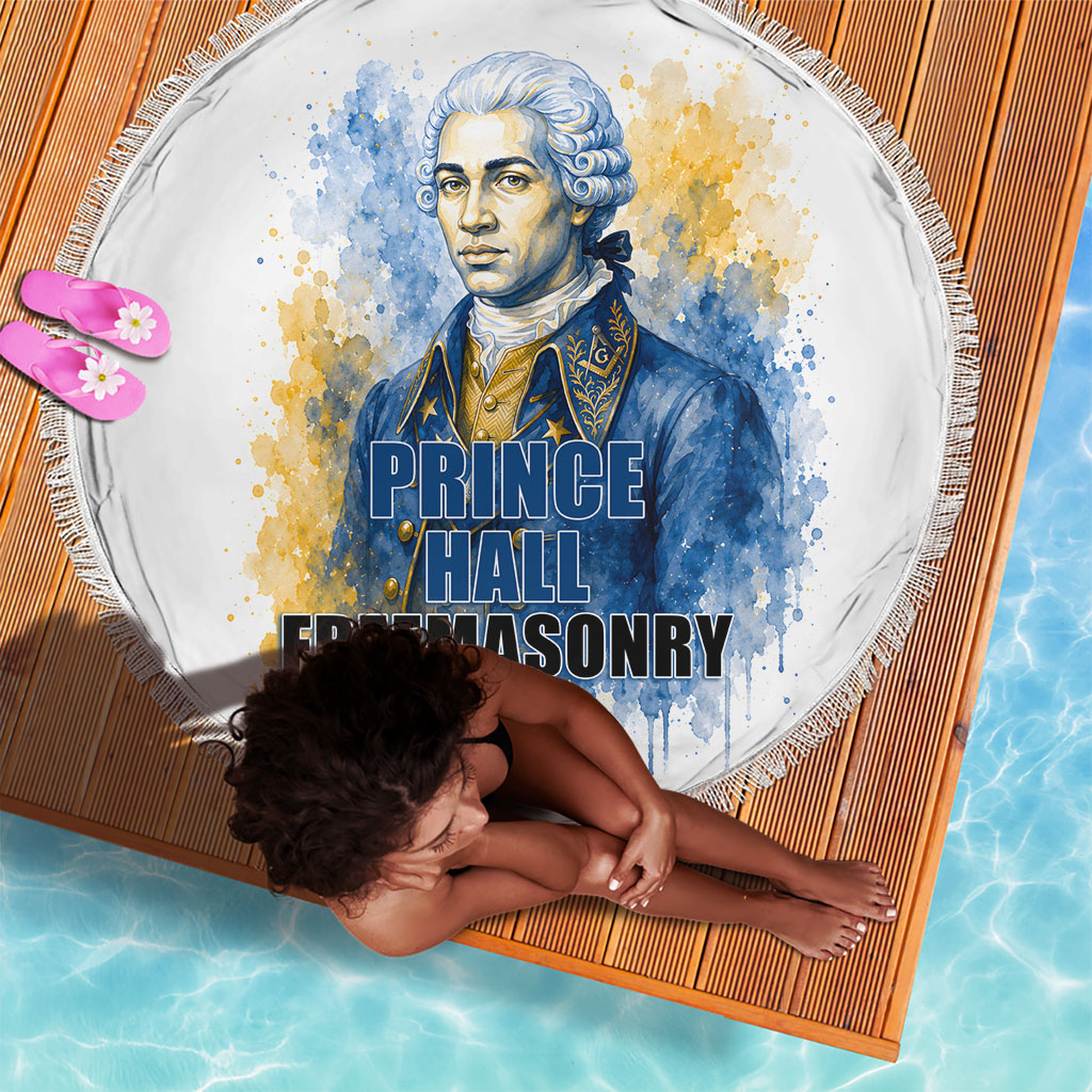 Prince Hall Freemasonry Beach Blanket Square And Compass Letter G Watercolor Portrait Art