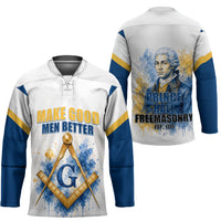 Prince Hall Freemasonry Hockey Jersey Square And Compass Letter G Watercolor Portrait Art
