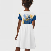 Prince Hall Freemasonry Kid Short Sleeve Dress Square And Compass Letter G Watercolor Portrait Art