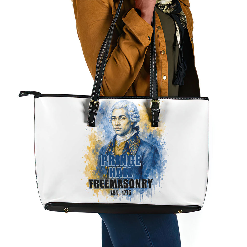 Prince Hall Freemasonry Leather Tote Bag Square And Compass Letter G Watercolor Portrait Art