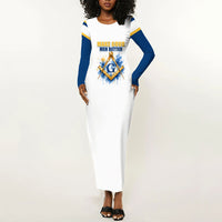 Prince Hall Freemasonry Long Sleeve Bodycon Dress Square And Compass Letter G Watercolor Portrait Art