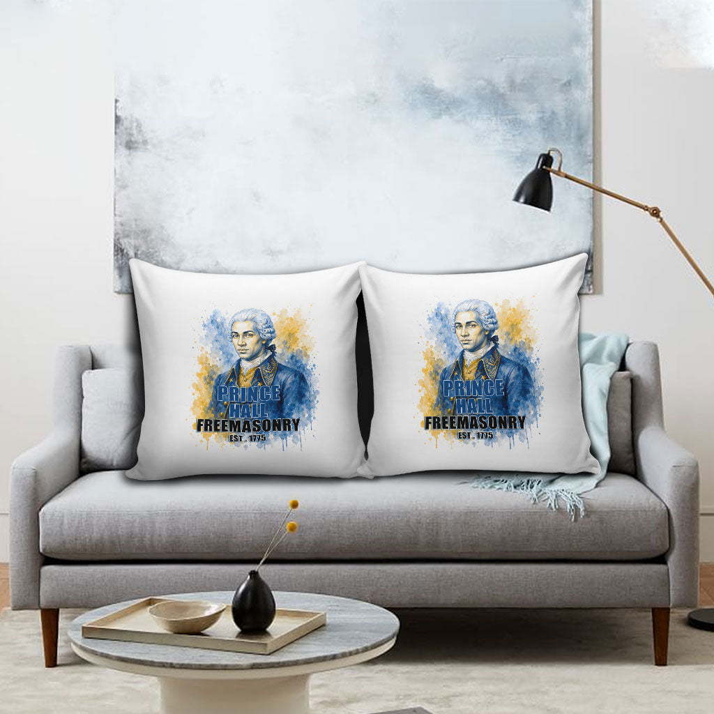 Prince Hall Freemasonry Pillow Cover Square And Compass Letter G Watercolor Portrait Art
