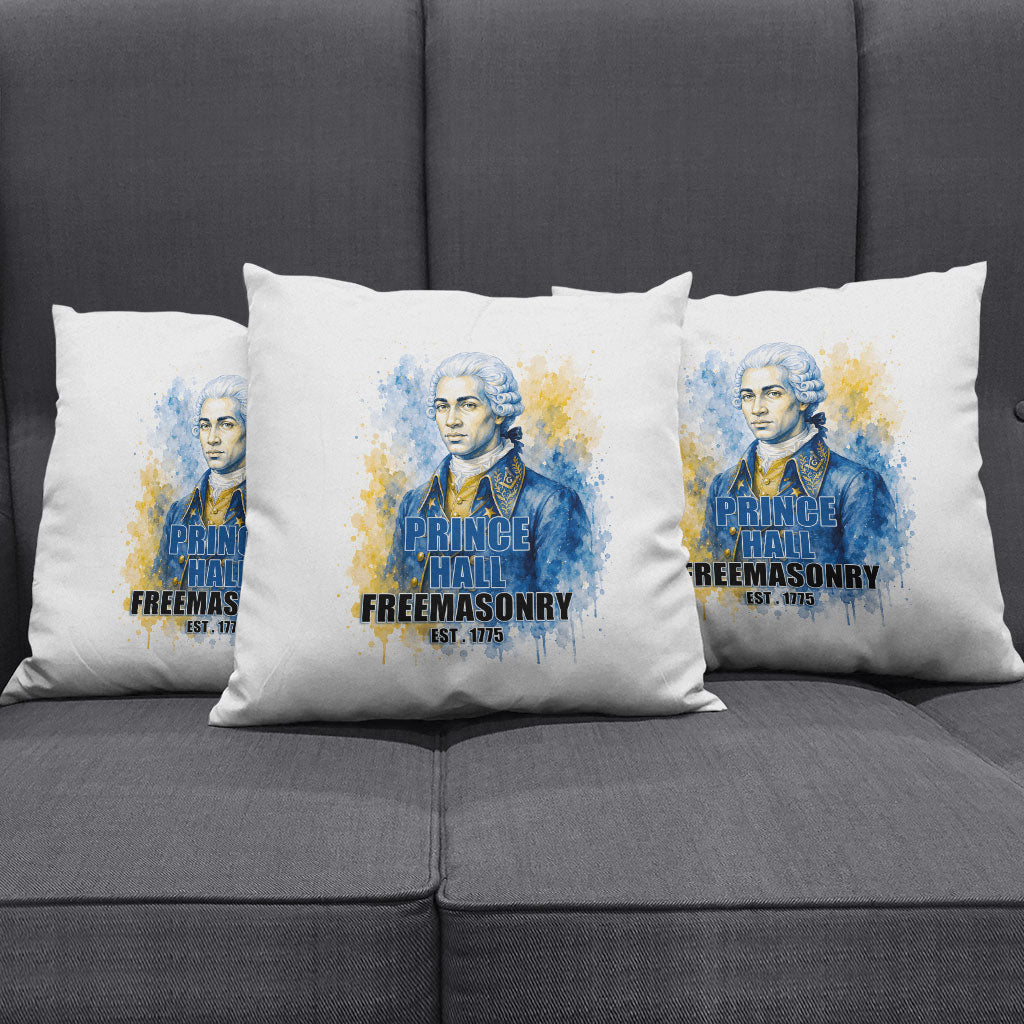 Prince Hall Freemasonry Pillow Cover Square And Compass Letter G Watercolor Portrait Art