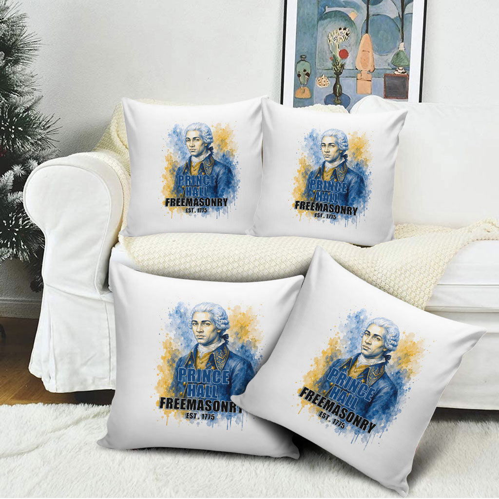 Prince Hall Freemasonry Pillow Cover Square And Compass Letter G Watercolor Portrait Art