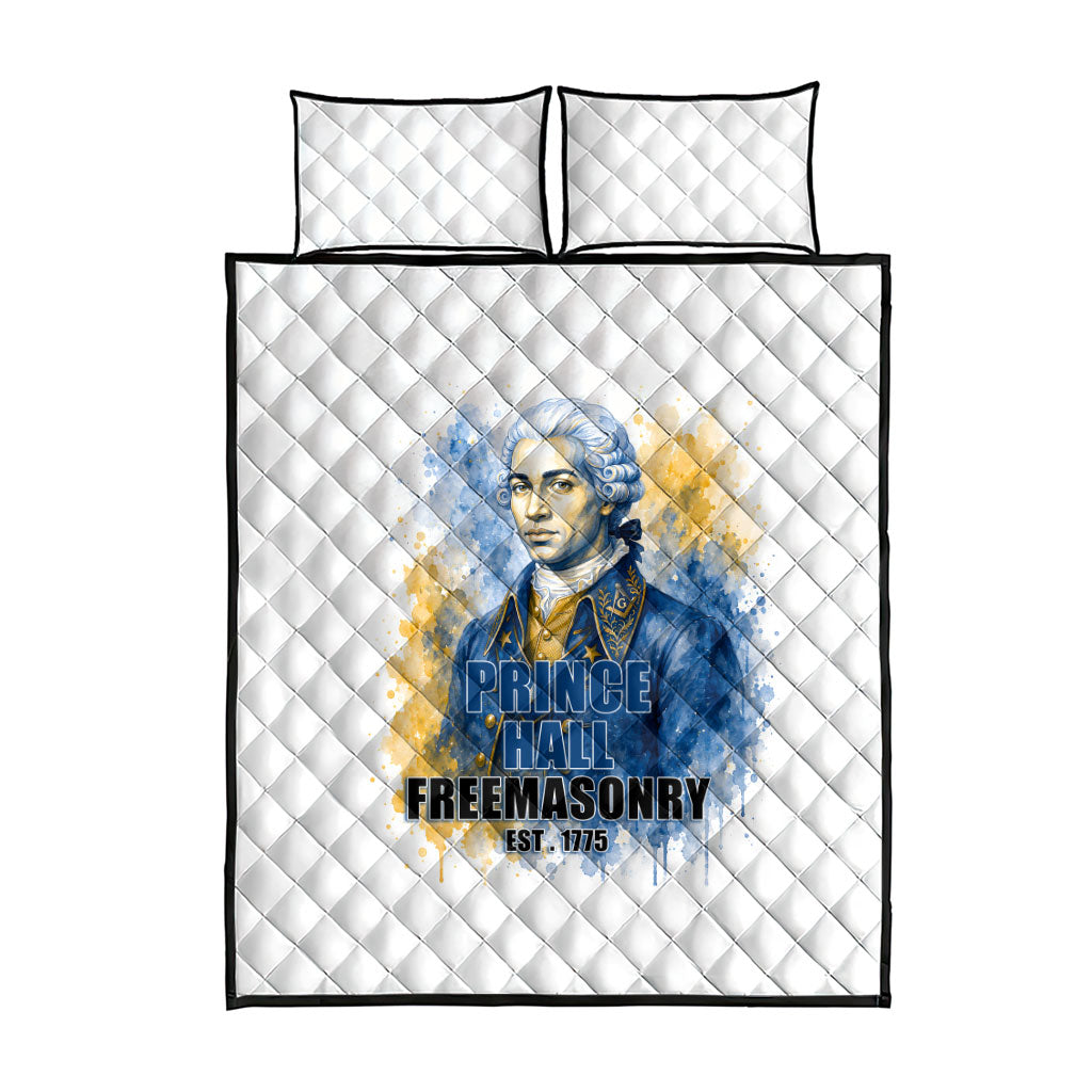 Prince Hall Freemasonry Quilt Bed Set Square And Compass Letter G Watercolor Portrait Art