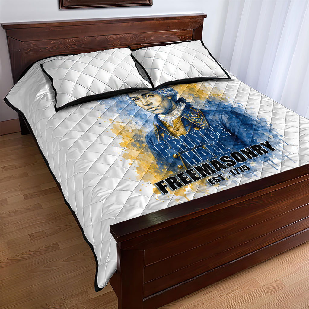 Prince Hall Freemasonry Quilt Bed Set Square And Compass Letter G Watercolor Portrait Art