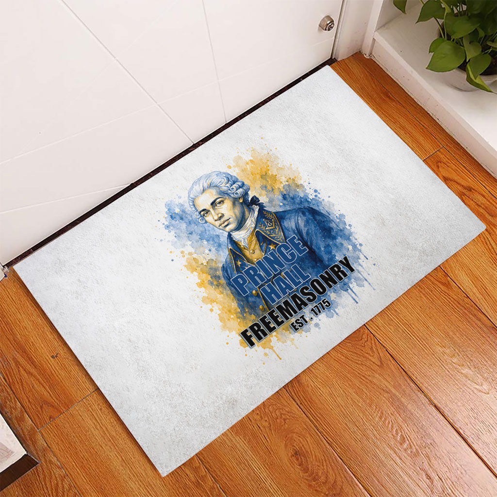 Prince Hall Freemasonry Rubber Doormat Square And Compass Letter G Watercolor Portrait Art