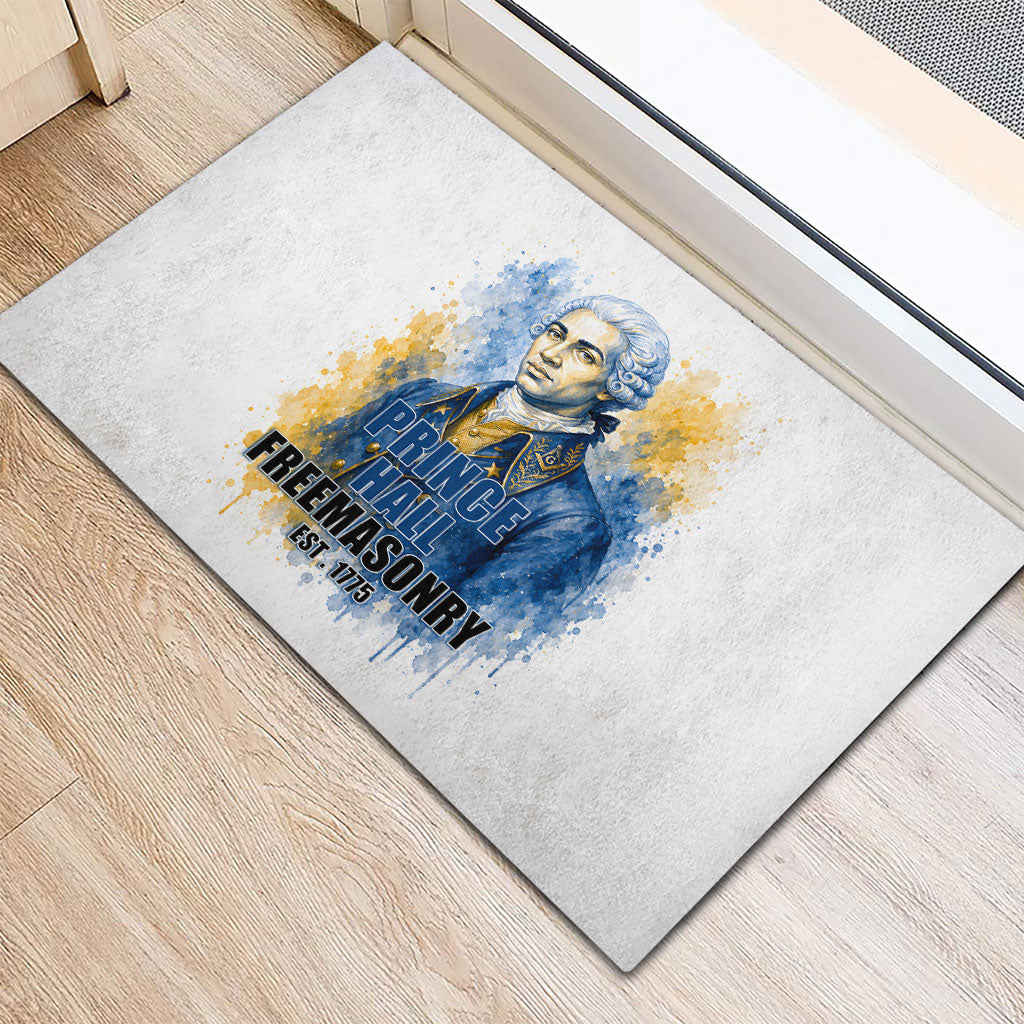 Prince Hall Freemasonry Rubber Doormat Square And Compass Letter G Watercolor Portrait Art