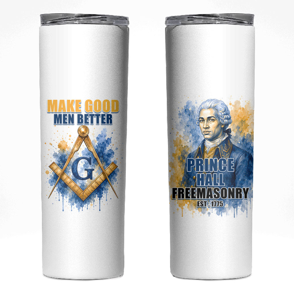 Prince Hall Freemasonry Skinny Tumbler Square And Compass Letter G Watercolor Portrait Art