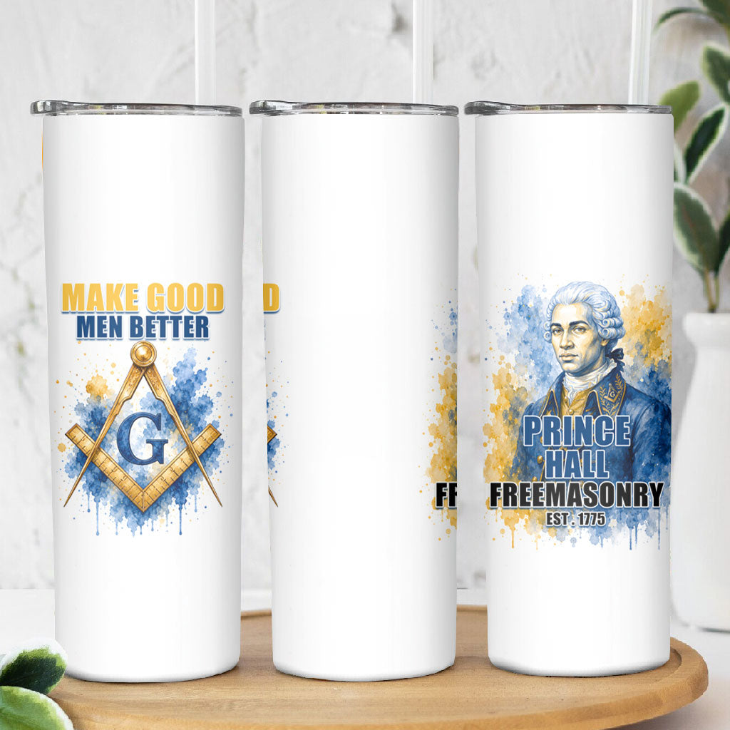 Prince Hall Freemasonry Skinny Tumbler Square And Compass Letter G Watercolor Portrait Art