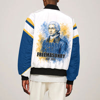 Prince Hall Freemasonry Sleeve Zip Bomber Jacket Square And Compass Letter G Watercolor Portrait Art