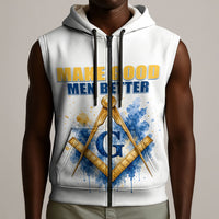 Prince Hall Freemasonry Sleeveless Zip Hoodie Square And Compass Letter G Watercolor Portrait Art
