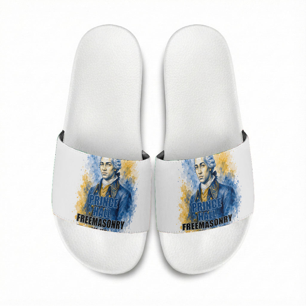 Prince Hall Freemasonry Slide Sandals Square And Compass Letter G Watercolor Portrait Art