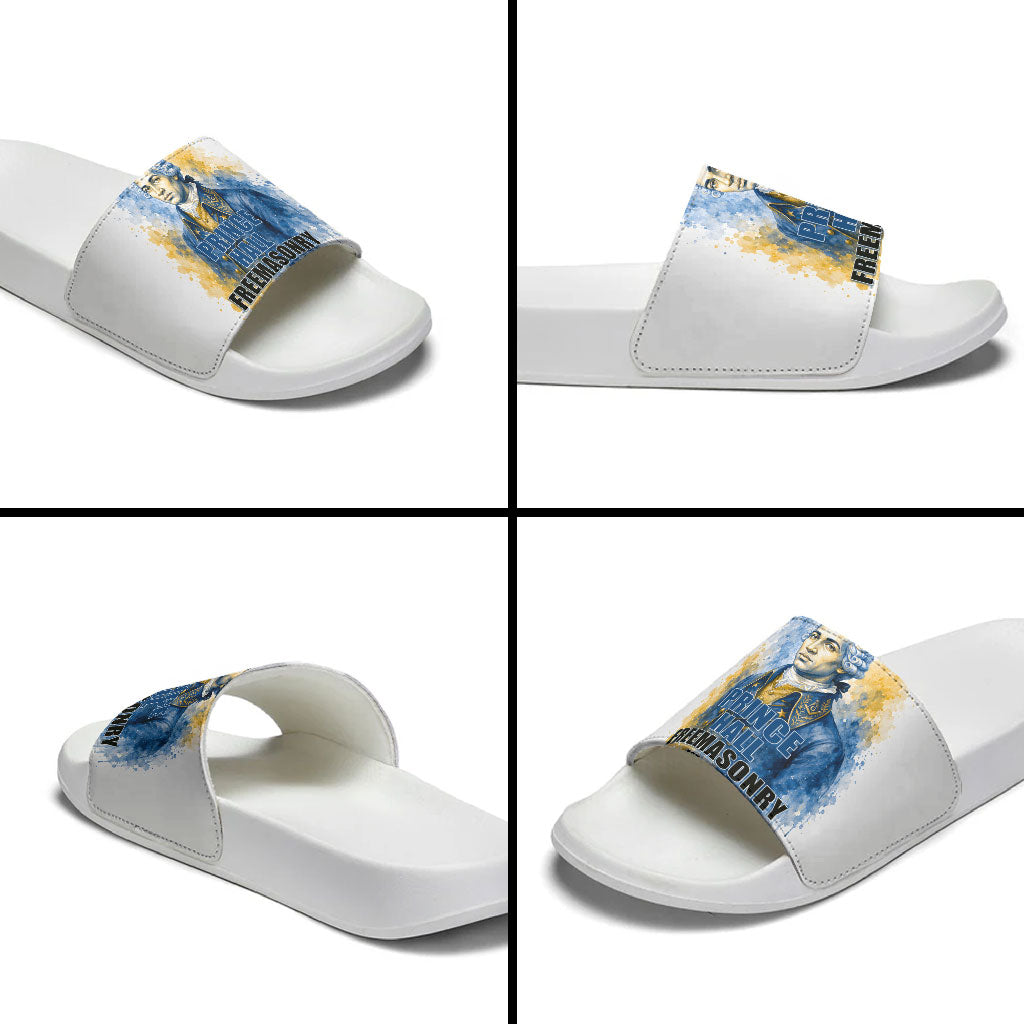 Prince Hall Freemasonry Slide Sandals Square And Compass Letter G Watercolor Portrait Art