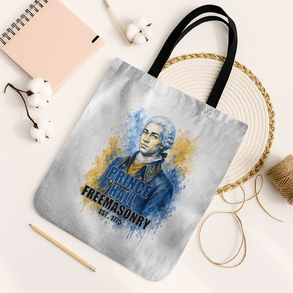 Prince Hall Freemasonry Tote Bag Square And Compass Letter G Watercolor Portrait Art