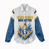 Prince Hall Freemasonry Women Casual Shirt Square And Compass Letter G Watercolor Portrait Art