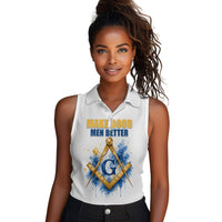 Prince Hall Freemasonry Women Sleeveless Polo Shirt Square And Compass Letter G Watercolor Portrait Art