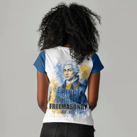 Prince Hall Freemasonry Women V-Neck T-Shirt Square And Compass Letter G Watercolor Portrait Art
