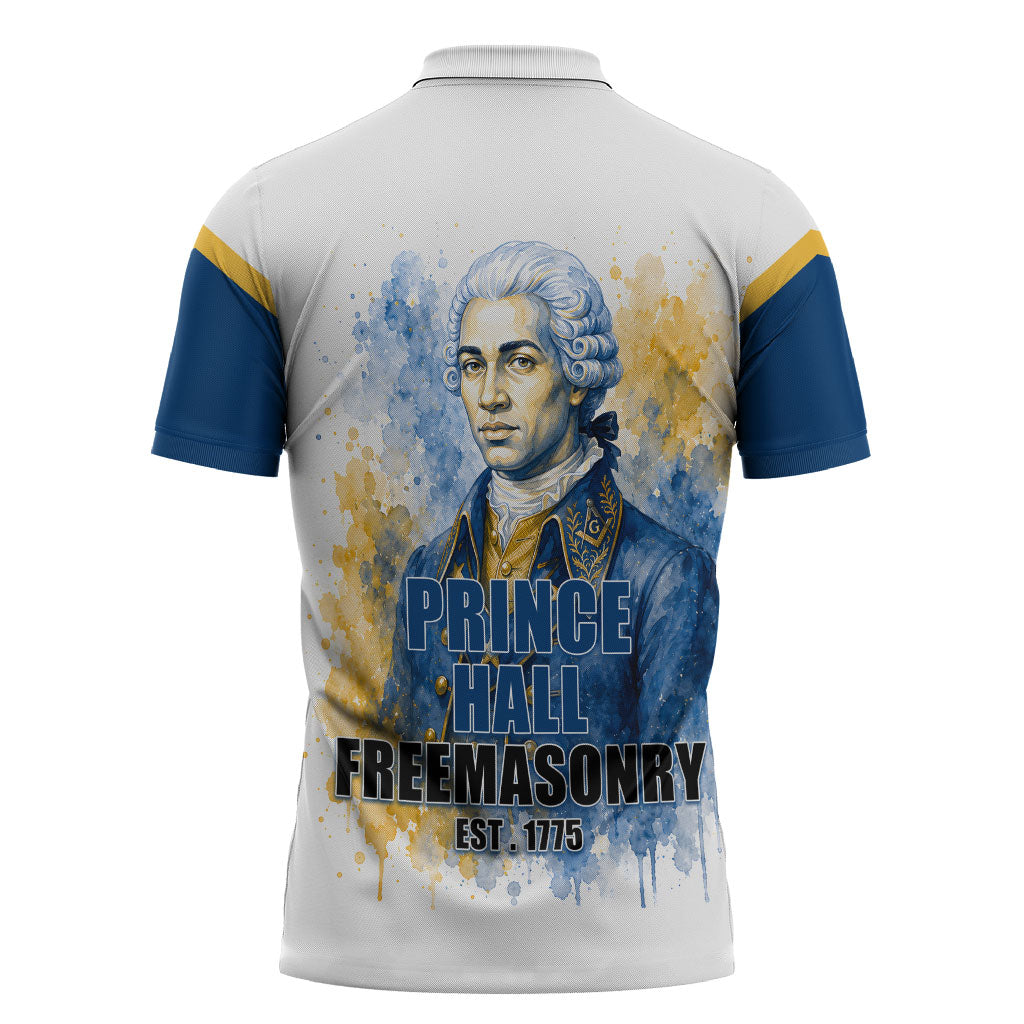 Prince Hall Freemasonry Zipper Polo Shirt Square And Compass Letter G Watercolor Portrait Art