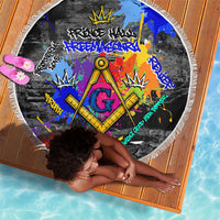 Prince Hall Freemasonry Beach Blanket Colorful Graffiti Paint Splatter On Urban Stone Wall