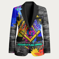 Prince Hall Freemasonry Blazer Colorful Graffiti Paint Splatter On Urban Stone Wall