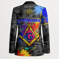 Prince Hall Freemasonry Blazer Colorful Graffiti Paint Splatter On Urban Stone Wall