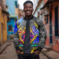 Prince Hall Freemasonry Bomber Jacket Colorful Graffiti Paint Splatter On Urban Stone Wall