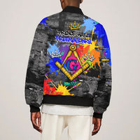 Prince Hall Freemasonry Bomber Jacket Colorful Graffiti Paint Splatter On Urban Stone Wall