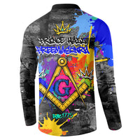 Prince Hall Freemasonry Button Sweatshirt Colorful Graffiti Paint Splatter On Urban Stone Wall