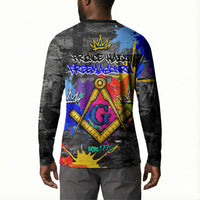Prince Hall Freemasonry Button Sweatshirt Colorful Graffiti Paint Splatter On Urban Stone Wall