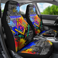 Prince Hall Freemasonry Car Seat Cover Colorful Graffiti Paint Splatter On Urban Stone Wall