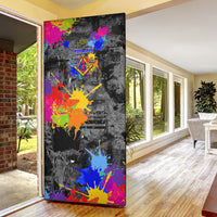 Prince Hall Freemasonry Door Cover Colorful Graffiti Paint Splatter On Urban Stone Wall