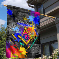 Prince Hall Freemasonry Garden Flag Colorful Graffiti Paint Splatter On Urban Stone Wall
