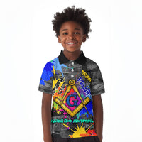 Prince Hall Freemasonry Kid Polo Shirt Colorful Graffiti Paint Splatter On Urban Stone Wall