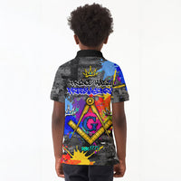 Prince Hall Freemasonry Kid Polo Shirt Colorful Graffiti Paint Splatter On Urban Stone Wall