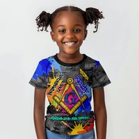 Prince Hall Freemasonry Kid T shirt Colorful Graffiti Paint Splatter On Urban Stone Wall