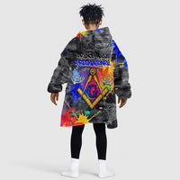 Prince Hall Freemasonry Kid Wearable Blanket Hoodie Colorful Graffiti Paint Splatter On Urban Stone Wall