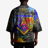 Prince Hall Freemasonry Kimono Colorful Graffiti Paint Splatter On Urban Stone Wall