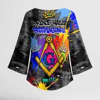 Prince Hall Freemasonry Kimono Sleeve Blouse Colorful Graffiti Paint Splatter On Urban Stone Wall