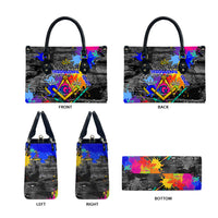 Prince Hall Freemasonry Leather Bag Colorful Graffiti Paint Splatter On Urban Stone Wall