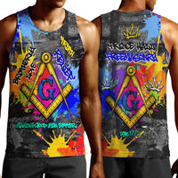 Prince Hall Freemasonry Men Tank Top Colorful Graffiti Paint Splatter On Urban Stone Wall