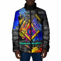 Prince Hall Freemasonry Padded Jacket Colorful Graffiti Paint Splatter On Urban Stone Wall