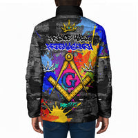 Prince Hall Freemasonry Padded Jacket Colorful Graffiti Paint Splatter On Urban Stone Wall